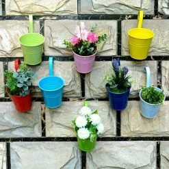 LITZEE Flower Pot Iron/Metal Hanging Flower Pot For 8 Pots Balcony Garden Wall Metal Bucket Hanging Rack Gift Detachable Style 8 LITZEE Flower Pot Iron/Metal Hanging Flower Pot For 8 Pots Balcony Garden Wall Metal Bucket Hanging Rack Gift Detachable Style -Dwarf Discovery shop 90639526 4