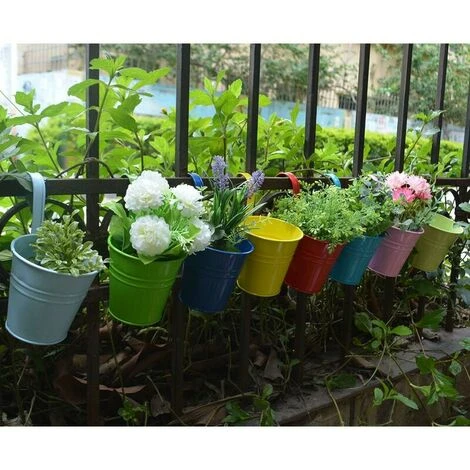 LITZEE Flower Pot Iron/Metal Hanging Flower Pot For 8 Pots Balcony Garden Wall Metal Bucket Hanging Rack Gift Detachable Style 5 LITZEE Flower Pot Iron/Metal Hanging Flower Pot For 8 Pots Balcony Garden Wall Metal Bucket Hanging Rack Gift Detachable Style - Image 5
