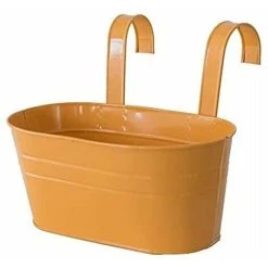 LITZEE Flower Pot Metal Hanging Flower Pots, Detachable Hook, Balcony Or Garden Planter 27x 21 X 14.5 Cm Yellow