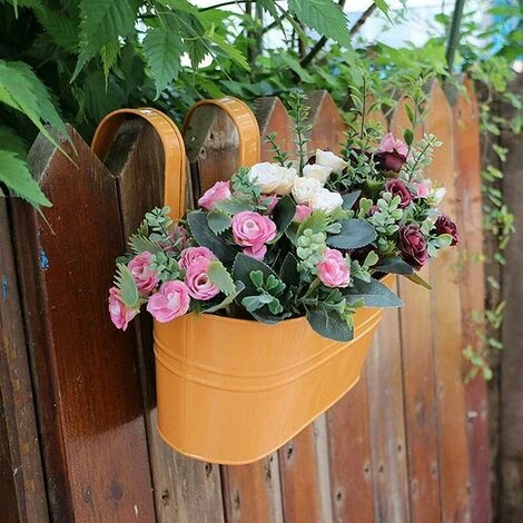 LITZEE Flower Pot Metal Hanging Flower Pots, Detachable Hook, Balcony Or Garden Planter 27x 21 X 14.5 Cm Yellow 3 LITZEE Flower Pot Metal Hanging Flower Pots, Detachable Hook, Balcony Or Garden Planter 27x 21 X 14.5 Cm Yellow - Image 3