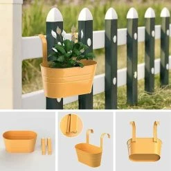 LITZEE Flower Pot Metal Hanging Flower Pots, Detachable Hook, Balcony Or Garden Planter 27x 21 X 14.5 Cm Yellow 8 LITZEE Flower Pot Metal Hanging Flower Pots, Detachable Hook, Balcony Or Garden Planter 27x 21 X 14.5 Cm Yellow -Dwarf Discovery shop 90639585 4