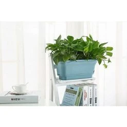 40cm Self-Watering Flower Pot Rectangle Plastic Planters Modern Decorative Flower Pot For All Plants Flowers Herbs - Blue Set Of 2 7 40cm Self-Watering Flower Pot Rectangle Plastic Planters Modern Decorative Flower Pot For All Plants Flowers Herbs - Blue Set Of 2 -Dwarf Discovery shop 91174041 3