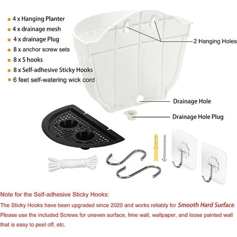 Pack Resin Wall Hanging Vertical Planter Pot Garden Living Room Wall Mount Window Hanging Plant Flower Basket For Herbs Balcony Railing Shelf Fence Bedroom Trellis Decor,White 2 Pack Resin Wall Hanging Vertical Planter Pot Garden Living Room Wall Mount Window Hanging Plant Flower Basket For Herbs Balcony Railing Shelf Fence Bedroom Trellis Decor,White - Image 2