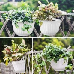 Pack Resin Wall Hanging Vertical Planter Pot Garden Living Room Wall Mount Window Hanging Plant Flower Basket For Herbs Balcony Railing Shelf Fence Bedroom Trellis Decor,White 9 Pack Resin Wall Hanging Vertical Planter Pot Garden Living Room Wall Mount Window Hanging Plant Flower Basket For Herbs Balcony Railing Shelf Fence Bedroom Trellis Decor,White -Dwarf Discovery shop 92866370 5