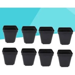 50pcs Black Seedling Bucket - Square Plastic Plant Pots - Outdoor Indoor Small Flower Pot (Black/6x5x6.5cm)