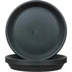 Flower Pot Saucers Set Of 6 Plastic Saucers For Indoor And Outdoor Plants Gray