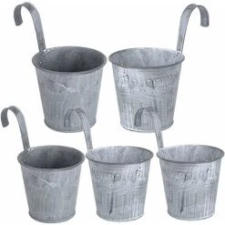 5Pcs Vintage Metal Iron Hanging Flower Pot For Fence Balcony Garden Planter Home Decor