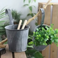 5Pcs Vintage Metal Iron Hanging Flower Pot For Fence Balcony Garden Planter Home Decor -Dwarf Discovery shop 93940006 5