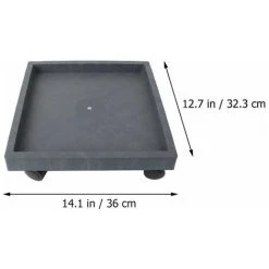 Alternative view of Square Plant Caddy Wheeled Plant Pot Tray Detachable Planter Trolley Casters Rolling Tray Coaster Garden Moving Plants Pot Saucer (Gray)