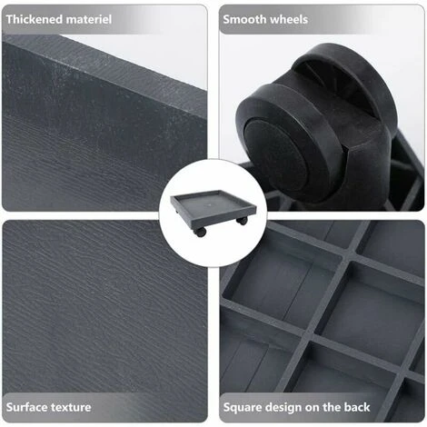 Square Plant Caddy Wheeled Plant Pot Tray Detachable Planter Trolley Casters Rolling Tray Coaster Garden Moving Plants Pot Saucer (Gray) 4 Square Plant Caddy Wheeled Plant Pot Tray Detachable Planter Trolley Casters Rolling Tray Coaster Garden Moving Plants Pot Saucer (Gray) - Image 4