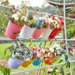 10 Pieces Metal Flower Pot Balcony Hanging Pots With Removable Hanging Hook Outdoor For Garden, Balcony, Fence, Patio, Decoration -Dwarf Discovery shop 94386438 5