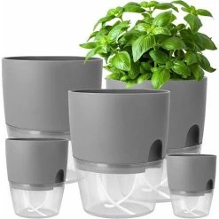 Window Sill Herb Pot Kitchen Set 5 Herbs Set For Kitchen, 15.3/10.5/8.2cm, For Fresh Kitchen Herbs, Gray