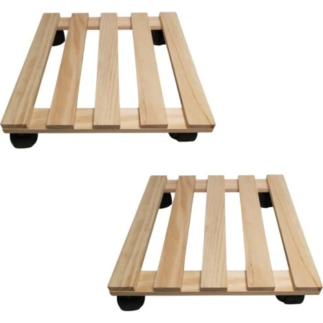 Pack Of 2 35cm Square Wooden Garden Plant Pot Flower Trolley Stand On Wheels 1 Pack Of 2 35cm Square Wooden Garden Plant Pot Flower Trolley Stand On Wheels
