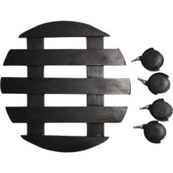 Pack Of 2 35cm Black Round Garden Plant Pot Flower Trolley Stand On Wheels -Dwarf Discovery shop 94978060 5