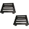 Pack Of 2 28cm Black Square Wooden Garden Plant Pot Flower Trolley Stand On Wheels