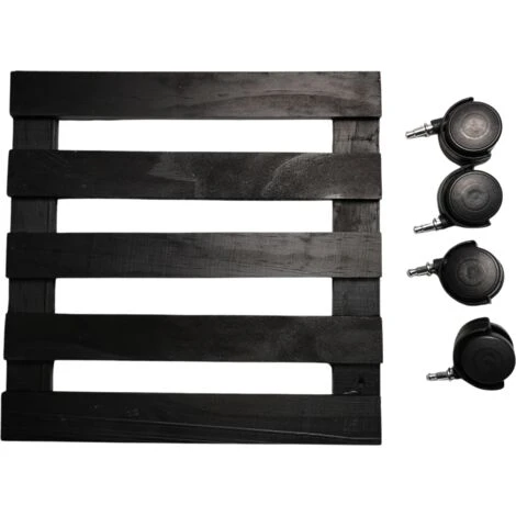 Pack Of 2 28cm Black Square Wooden Garden Plant Pot Flower Trolley Stand On Wheels 5 Pack Of 2 28cm Black Square Wooden Garden Plant Pot Flower Trolley Stand On Wheels - Image 5