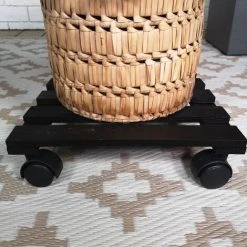 28cm Black Square Wooden Garden Plant Pot Flower Trolley Stand On Wheels 8 28cm Black Square Wooden Garden Plant Pot Flower Trolley Stand On Wheels -Dwarf Discovery shop 94978067 4