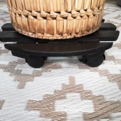 28cm Black Round Garden Plant Pot Flower Trolley Stand On Wheels -Dwarf Discovery shop 94978074 4