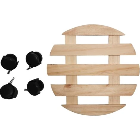 28cm Round Wooden Garden Plant Pot Flower Trolley Stand On Wheels 4 28cm Round Wooden Garden Plant Pot Flower Trolley Stand On Wheels - Image 4