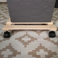 35cm Square Wooden Garden Plant Pot Flower Trolley Stand On Wheels -Dwarf Discovery shop 94978084 4