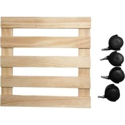 2 Pack Of 28cm Square Wooden Garden Plant Pot Flower Trolley Stand On Wheels -Dwarf Discovery shop 94979115 5