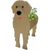 Cute Cartoon Animals Wooden Dog Shape Plant Pot Garden Decorated Golden Retriever Planter (Multicolor)