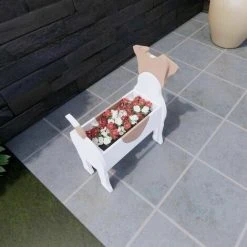 Cute Cartoon Animals Wooden Dog Shape Plant Pot Garden Decorated Jack Russell Planter (Cool White) -Dwarf Discovery shop 96004706 5