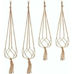 Set Of 4 Hanging Rope Macrame Plant Pot Holder Hanging Plant Hanger Indoor Outdoor Garden Decoration With - 2 Pieces 105 Cm And 2 Pieces 90 Cm, 4 Feet
