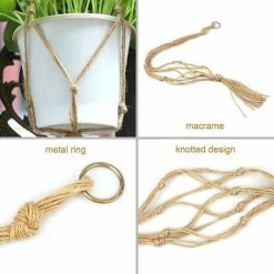 Set Of 4 Hanging Rope Macrame Plant Pot Holder Hanging Plant Hanger Indoor Outdoor Garden Decoration With - 2 Pieces 105 Cm And 2 Pieces 90 Cm, 4 Feet -Dwarf Discovery shop 96243738 3