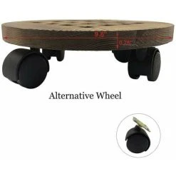 Wooden Planter Caddy Potted Plant Stand With Wheels, Rolling Round Flower Pot Base Roller Mobile Tray Planter Cart For Home Garden Outdoor, 25cm -Dwarf Discovery shop 96364651 4