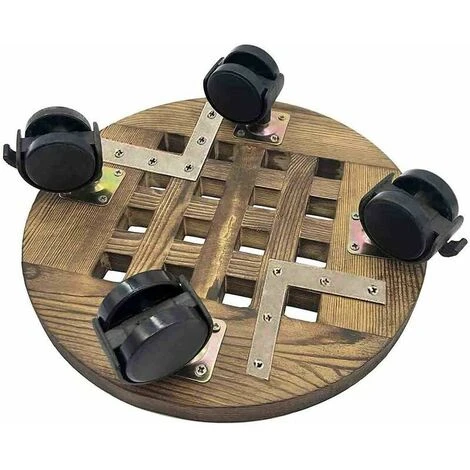 Wooden Planter Caddy Potted Plant Stand With Wheels, Rolling Round Flower Pot Base Roller Tray Planter Cart For Home Garden Outdoor, 30cm 2 Wooden Planter Caddy Potted Plant Stand With Wheels, Rolling Round Flower Pot Base Roller Tray Planter Cart For Home Garden Outdoor, 30cm - Image 2