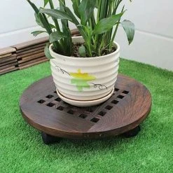 Wooden Planter Caddy Potted Plant Stand With Wheels, Rolling Round Flower Pot Base Roller Tray Planter Cart For Home Garden Outdoor, 30cm 7 Wooden Planter Caddy Potted Plant Stand With Wheels, Rolling Round Flower Pot Base Roller Tray Planter Cart For Home Garden Outdoor, 30cm -Dwarf Discovery shop 96364652 3