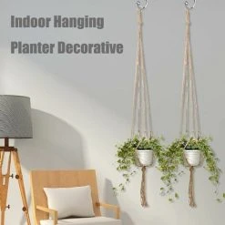 Set Of 2 Plant Hangers For Flower Pot Planters Rope Hanger Macrame Plant Hanger Door Decoration For Indoor And Outdoor Hanging Decoration Balcony Home (90cm) 7 Set Of 2 Plant Hangers For Flower Pot Planters Rope Hanger Macrame Plant Hanger Door Decoration For Indoor And Outdoor Hanging Decoration Balcony Home (90cm) -Dwarf Discovery shop 97100253 3