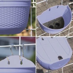 Balcony Plastic Resin Wall Hanging Flower Pot Green -Dwarf Discovery shop 97380571 3