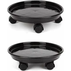 Set Of 2 Plant Caddy,Round Flower Pot Potted Plant Stand On Wheels,Heavy Duty Rack On Wheels Dolly Trolley Saucer Tray Pallet With Universal Casters For Indoor Or Outdoor