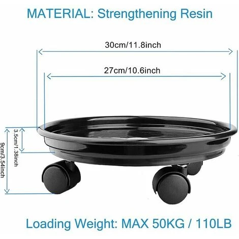 Set Of 2 Plant Caddy,Round Flower Pot Potted Plant Stand On Wheels,Heavy Duty Rack On Wheels Dolly Trolley Saucer Tray Pallet With Universal Casters For Indoor Or Outdoor 2 Set Of 2 Plant Caddy,Round Flower Pot Potted Plant Stand On Wheels,Heavy Duty Rack On Wheels Dolly Trolley Saucer Tray Pallet With Universal Casters For Indoor Or Outdoor - Image 2