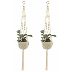 Pieces Macrame Plant Hangers Indoor Outdoor Hanging Planter Basket Cotton Rope Hand Knitted Flower Pot Net Bag,Style 2