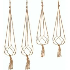 Set Of 4 Macrame Plant Hanger Rope Plant Pot Holder Hanging Plant Hanger Indoor Outdoor Garden Decoration With - 2 Pieces 105cm And 2 Pieces 90cm, 4 Feet