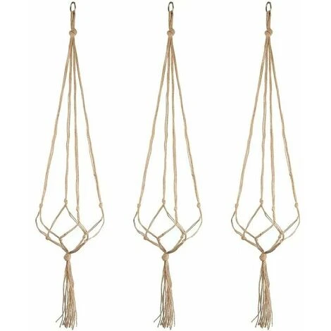 3 Pcs Plant Hanger, Jute Flower Pot Hangers Macrame Plant Holders With Key Chain For Indoor Outdoor Decoration 1 3 Pcs Plant Hanger, Jute Flower Pot Hangers Macrame Plant Holders With Key Chain For Indoor Outdoor Decoration