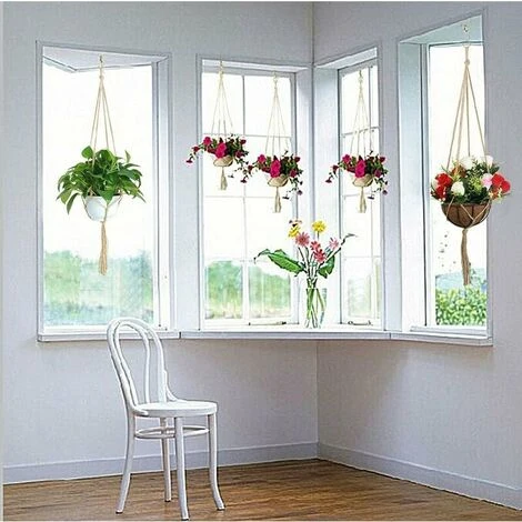 3 Pcs Plant Hanger, Jute Flower Pot Hangers Macrame Plant Holders With Key Chain For Indoor Outdoor Decoration 2 3 Pcs Plant Hanger, Jute Flower Pot Hangers Macrame Plant Holders With Key Chain For Indoor Outdoor Decoration - Image 2