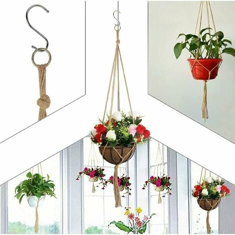 3 Pcs Plant Hanger, Jute Flower Pot Hangers Macrame Plant Holders With Key Chain For Indoor Outdoor Decoration 4 3 Pcs Plant Hanger, Jute Flower Pot Hangers Macrame Plant Holders With Key Chain For Indoor Outdoor Decoration - Image 4