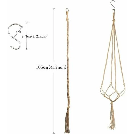 3 Pcs Plant Hanger, Jute Flower Pot Hangers Macrame Plant Holders With Key Chain For Indoor Outdoor Decoration 5 3 Pcs Plant Hanger, Jute Flower Pot Hangers Macrame Plant Holders With Key Chain For Indoor Outdoor Decoration - Image 5