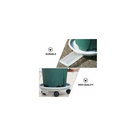 Round Movable Plant Caddy Planter, With Movable Casters, Movable Trolley Tray, Indoor Outdoor Flower Pot Stand, Grey,23.8cm 4 Round Movable Plant Caddy Planter, With Movable Casters, Movable Trolley Tray, Indoor Outdoor Flower Pot Stand, Grey,23.8cm - Image 4