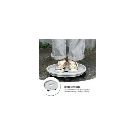 Round Movable Plant Caddy Planter, With Movable Casters, Movable Trolley Tray, Indoor Outdoor Flower Pot Stand, Grey,23.8cm 5 Round Movable Plant Caddy Planter, With Movable Casters, Movable Trolley Tray, Indoor Outdoor Flower Pot Stand, Grey,23.8cm - Image 5